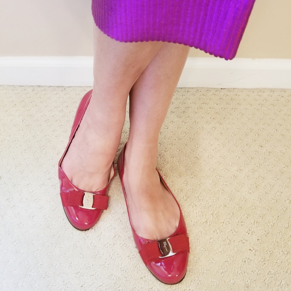 Salvatore Ferragamo Varina Ballet Flat with Bow 8.5B